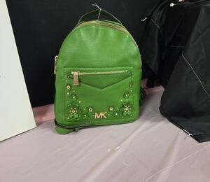 Michael Kors Vibrant Green Backpack with Floral Details